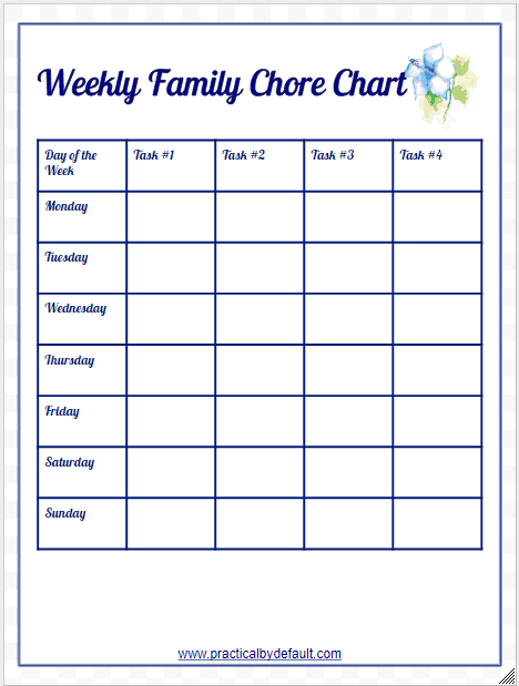 Weekly Family Chore Chart