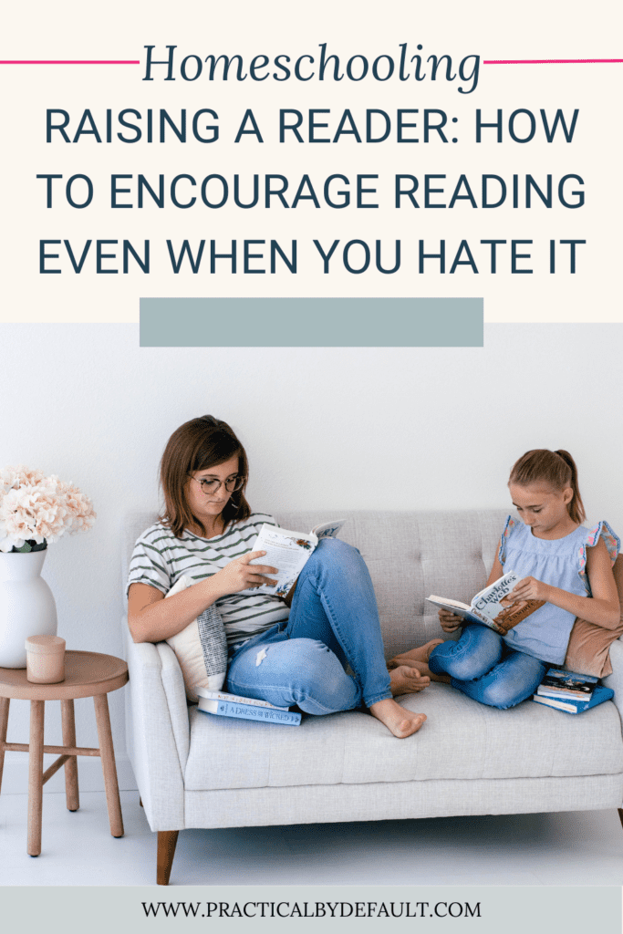 family reading books on sofa. raise a reader when you hate reading