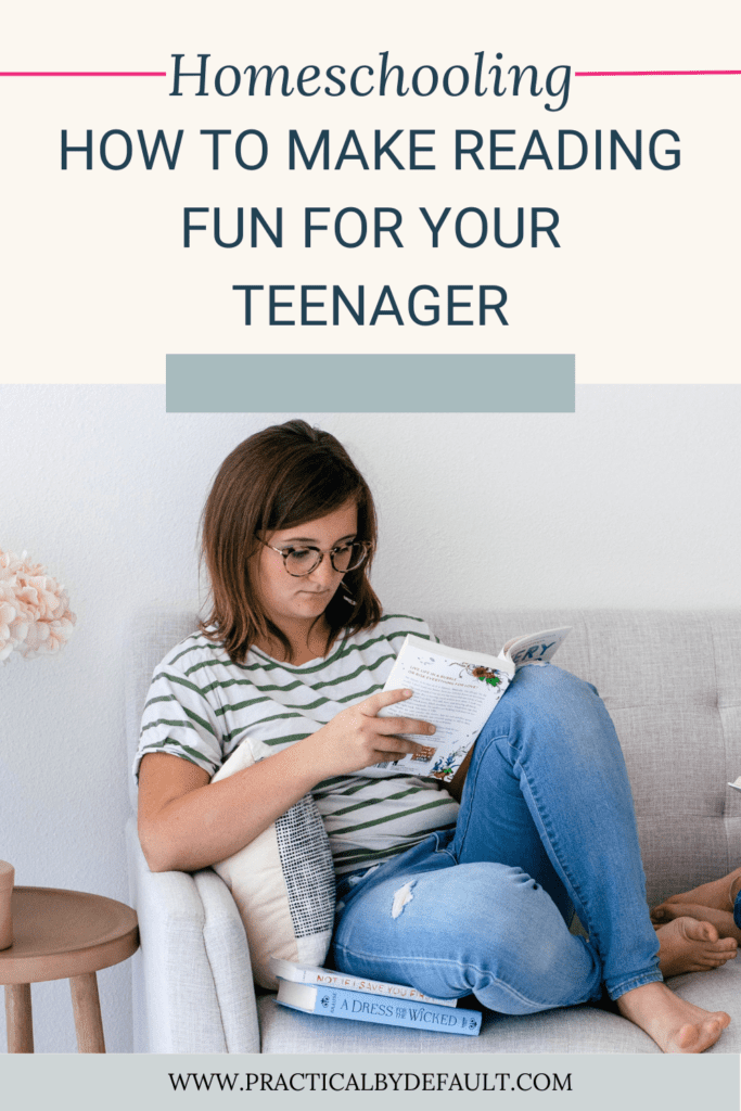 teenager sitting on the sofa reading books. Make reading fun for your teenager. 