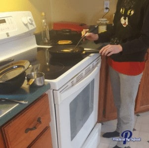 Teenagers cooking breakfast on a day I head to work