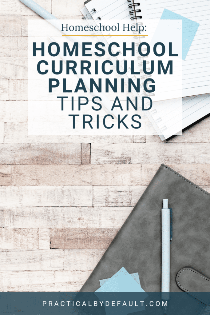 notebooks and planner on a desk, homeschool curriculum planning