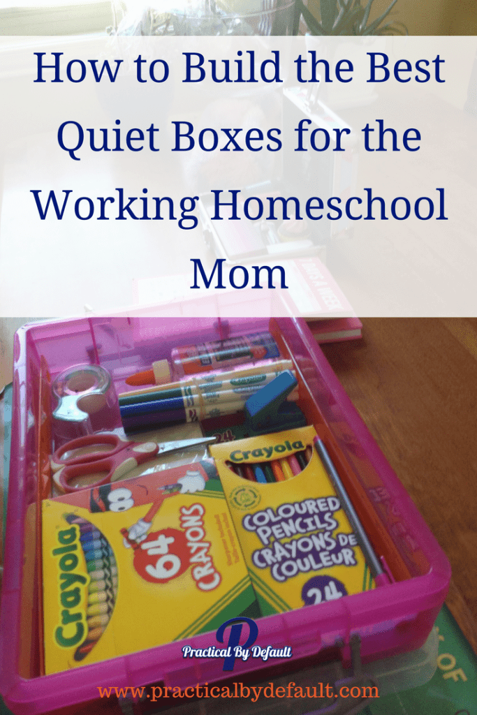 Have you heard of a quiet box? Sharing how to build one for the working homeschool mom for older kids and younger kids.