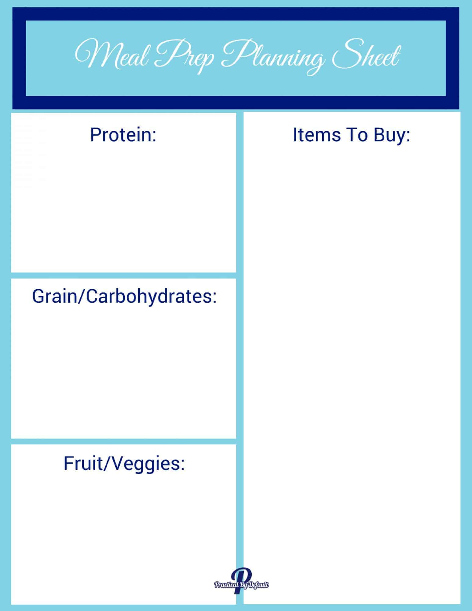 Meal Prep Planning Sheet