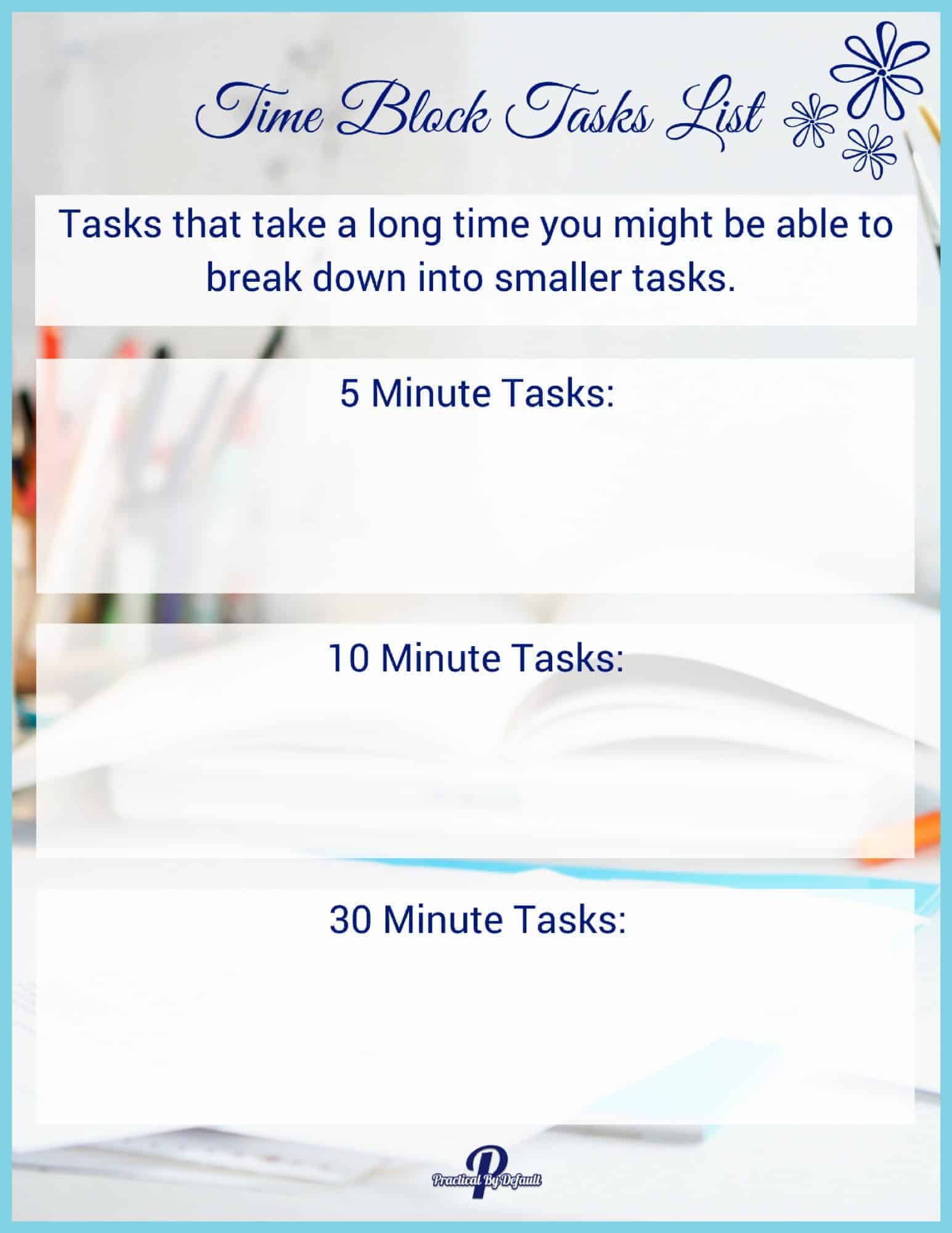 Time Block Tasks List