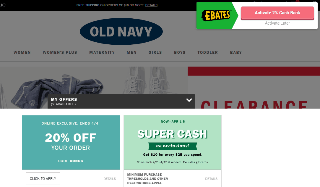 Directly to the website Ebates saving