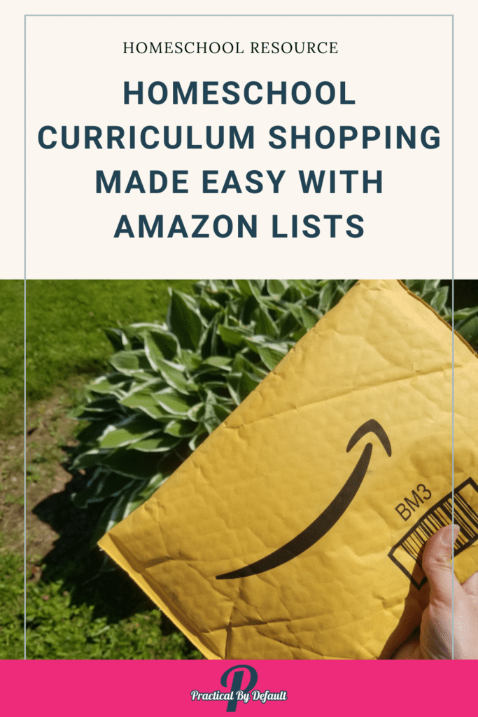 Amazon symbol on a package hosta in the background Homeschool Curriculum Shopping Made Easy With Amazon Lists