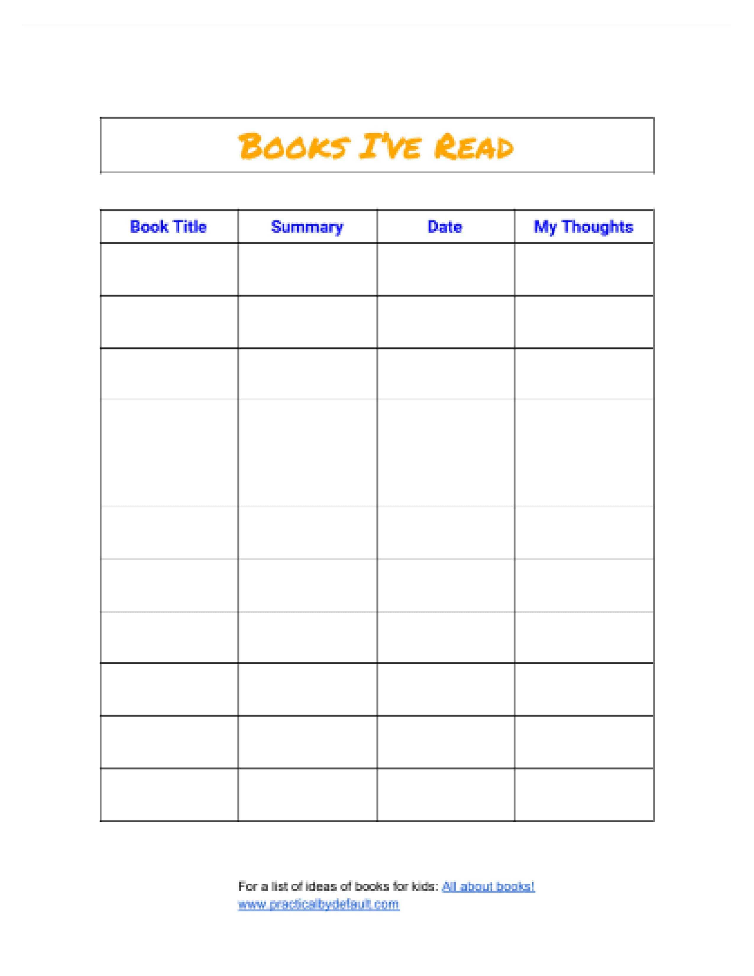 Books I Ve Read Chart