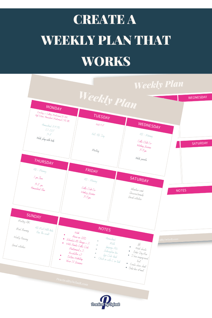 Weekly planning examples from the homeschool planner