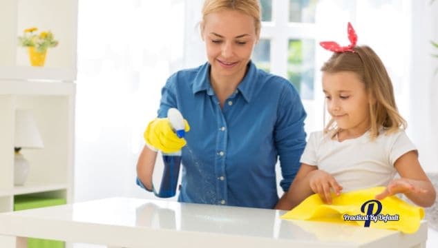 Teach your kids to clean with you to help you work and homeschool