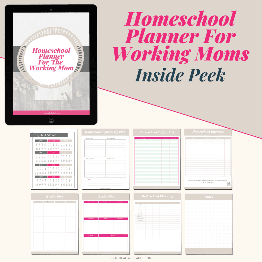 Homeschool planner inside pages