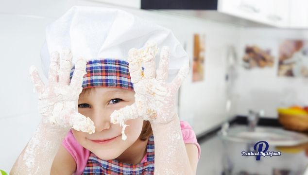 Child baking and cooking