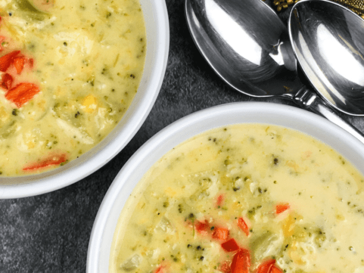 Broccoli Cheese Soup with spoons