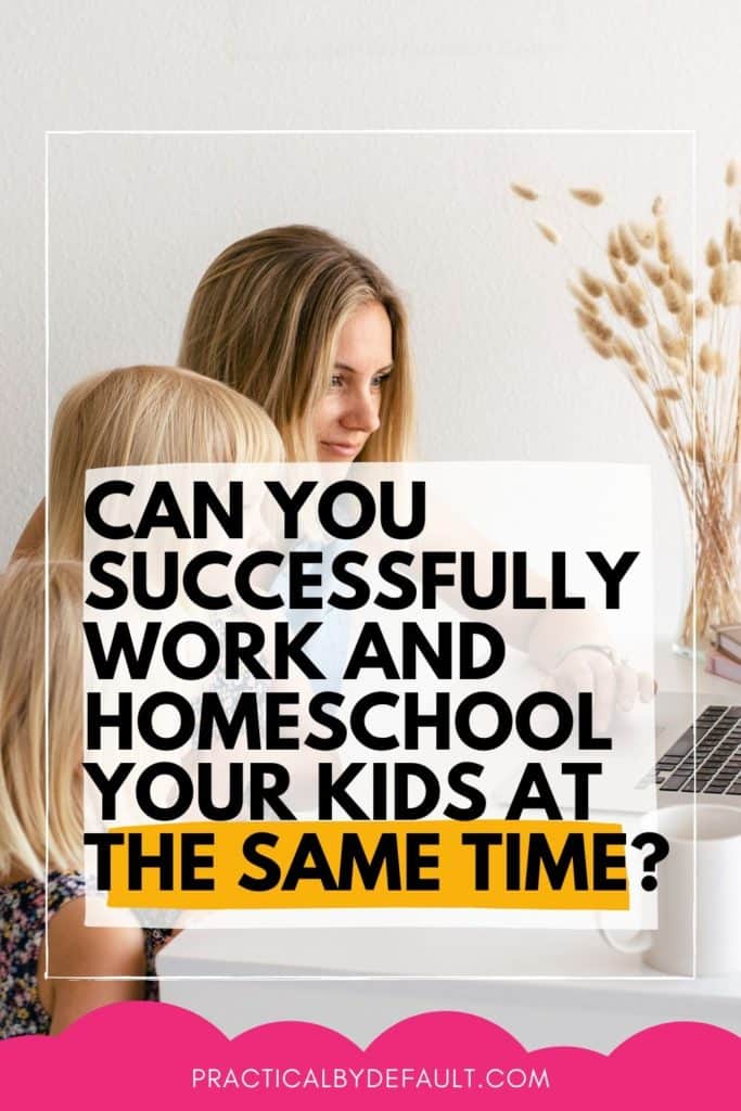 mom work and homeschool with kids and a computer