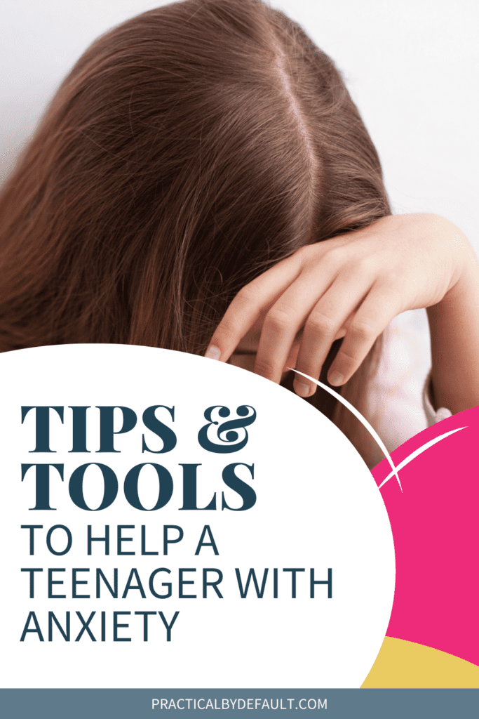 Image text: Tips & Tools to Help a Teenager with Anxiety
Teen girl sitting down dealing with anxiety 