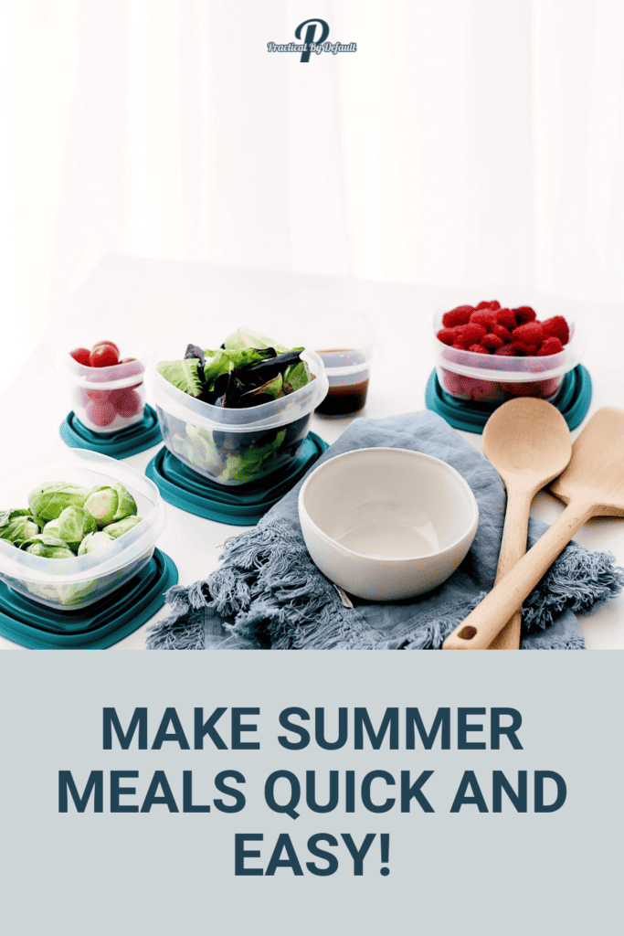 Food in containers for freezing. Make summer meals quick and easy