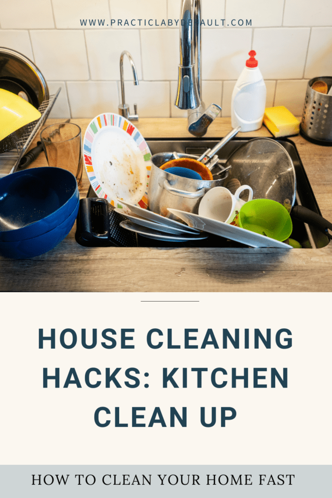 sink full of dishes, house keeping hack kitchen clean up
