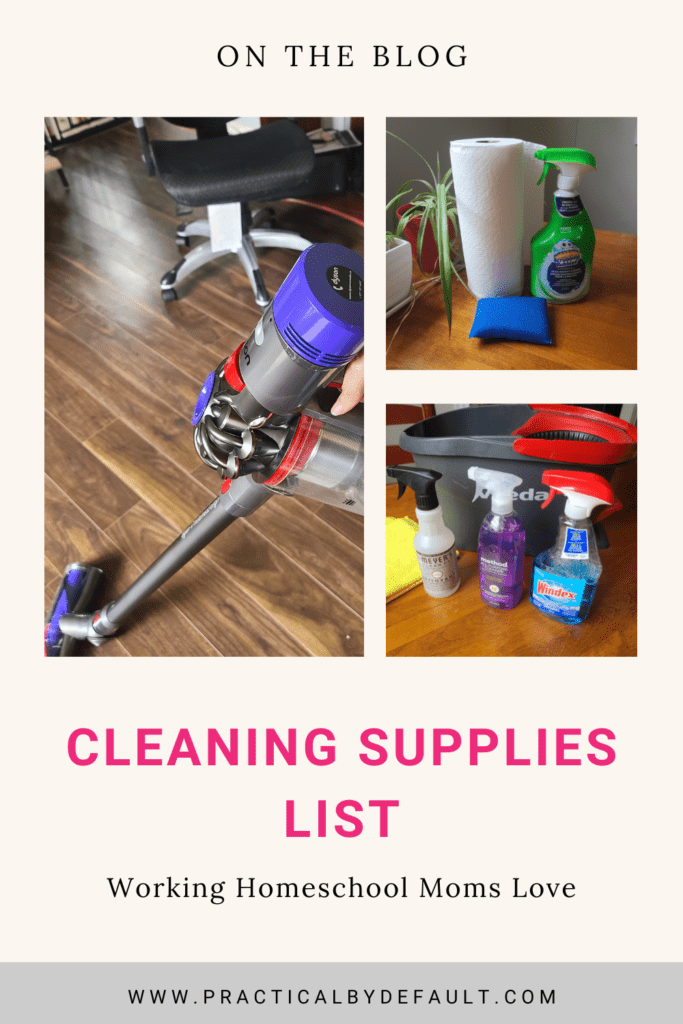 Cleaning supplies list, 3 images of cleaning supplies
