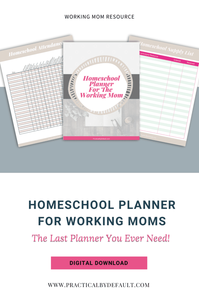 showing inside pages of the homeschool planner for working moms