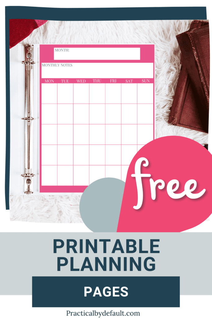 Monthly free planning page