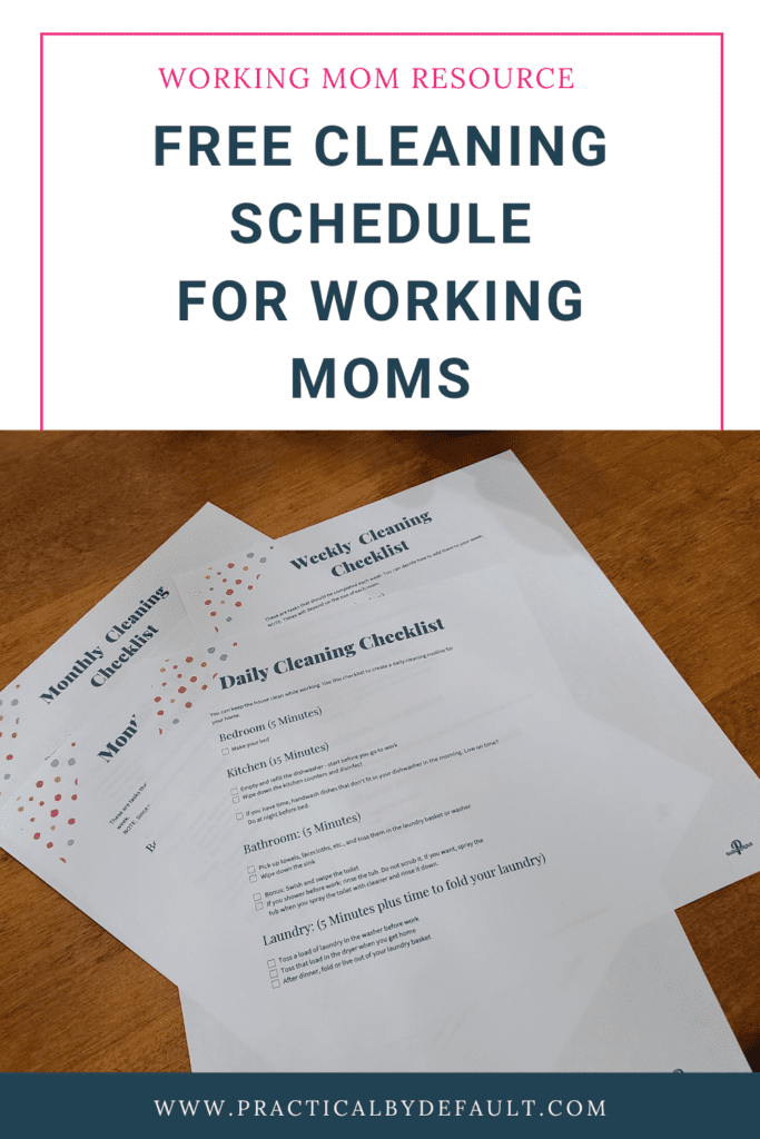 printable free cleaning schedule for working moms on a table