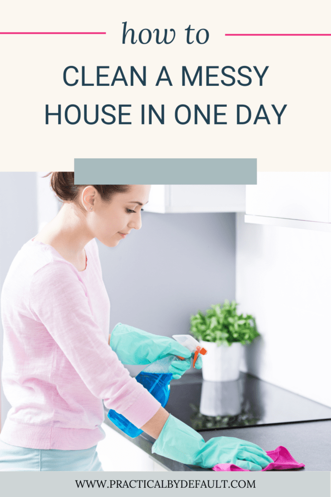 woman hair tied back, wiping off counter to clean the kitchen