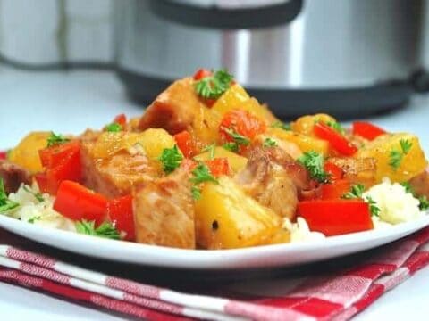 sweet n sour pork on a plate
