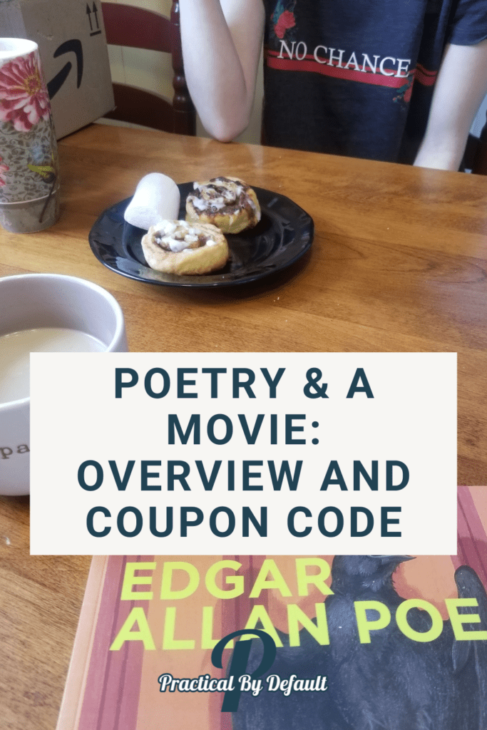 Poetry & A Movie Review with child at a table doing teatime. Snacks and poetry books