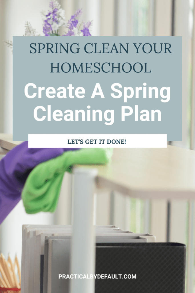 gloved hand cleaning off a shelf, spring clean your homeschool