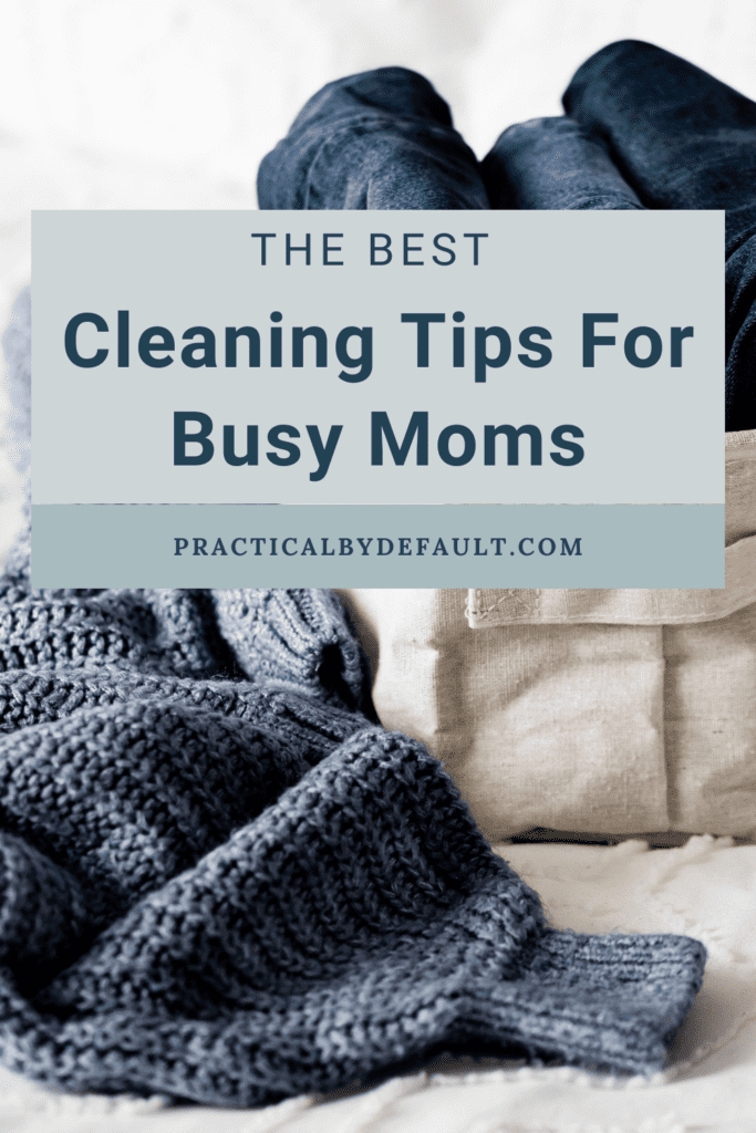 The best cleaning tips for busy moms, folded and unfolded laundry with basket. 