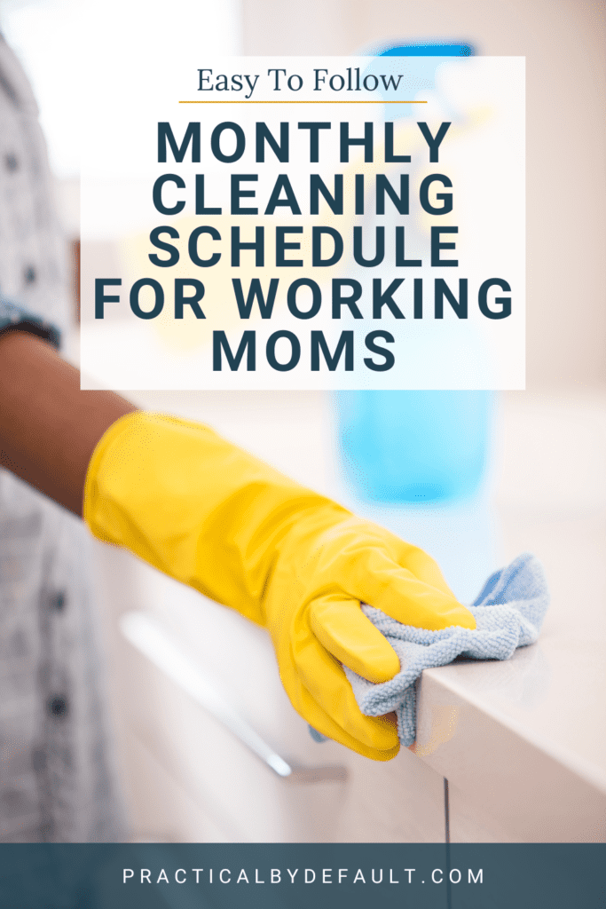 Monthly cleaning schedule, cleaning counter with rag