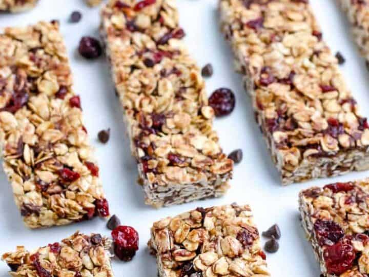 granola bars on a cookie sheet cranberry