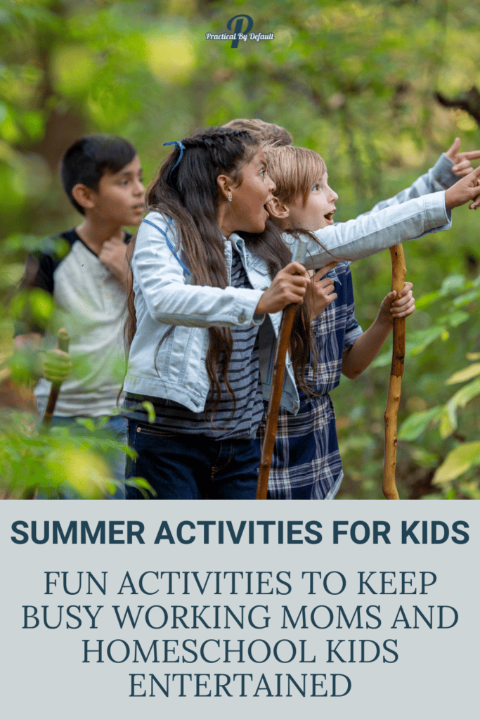 Kids outside in the woods, nature study summer activities for kids