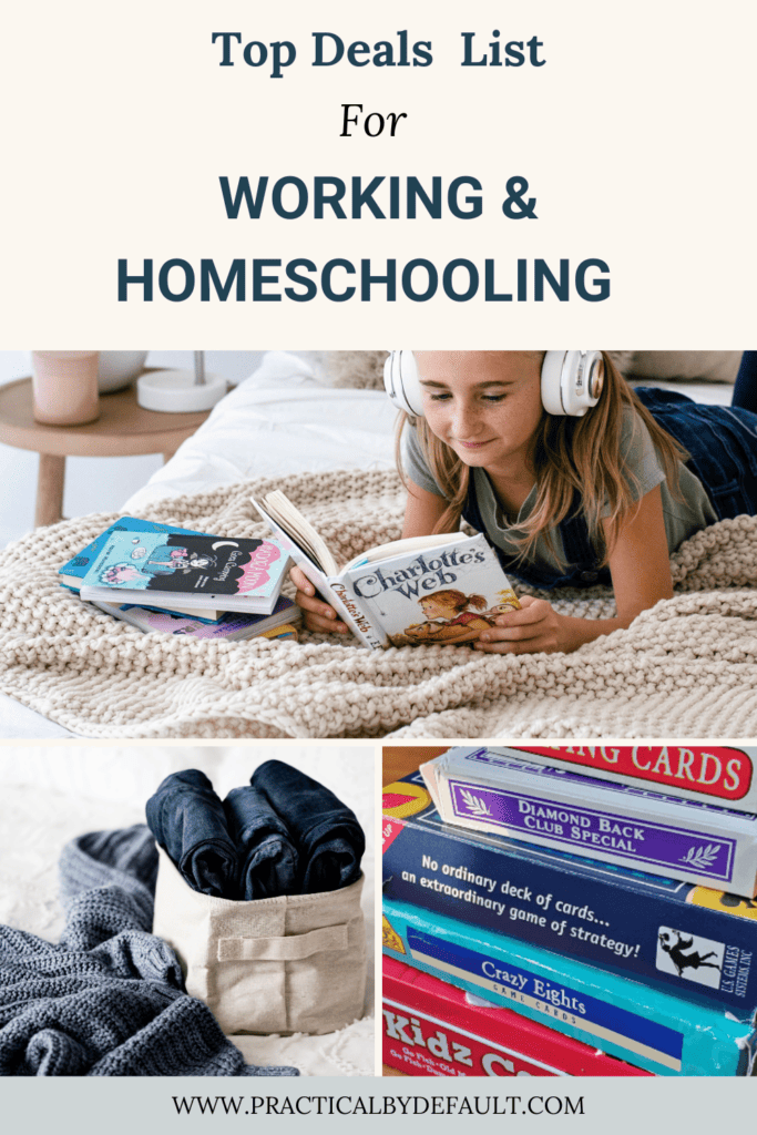 collage of working and homeschooling deals
