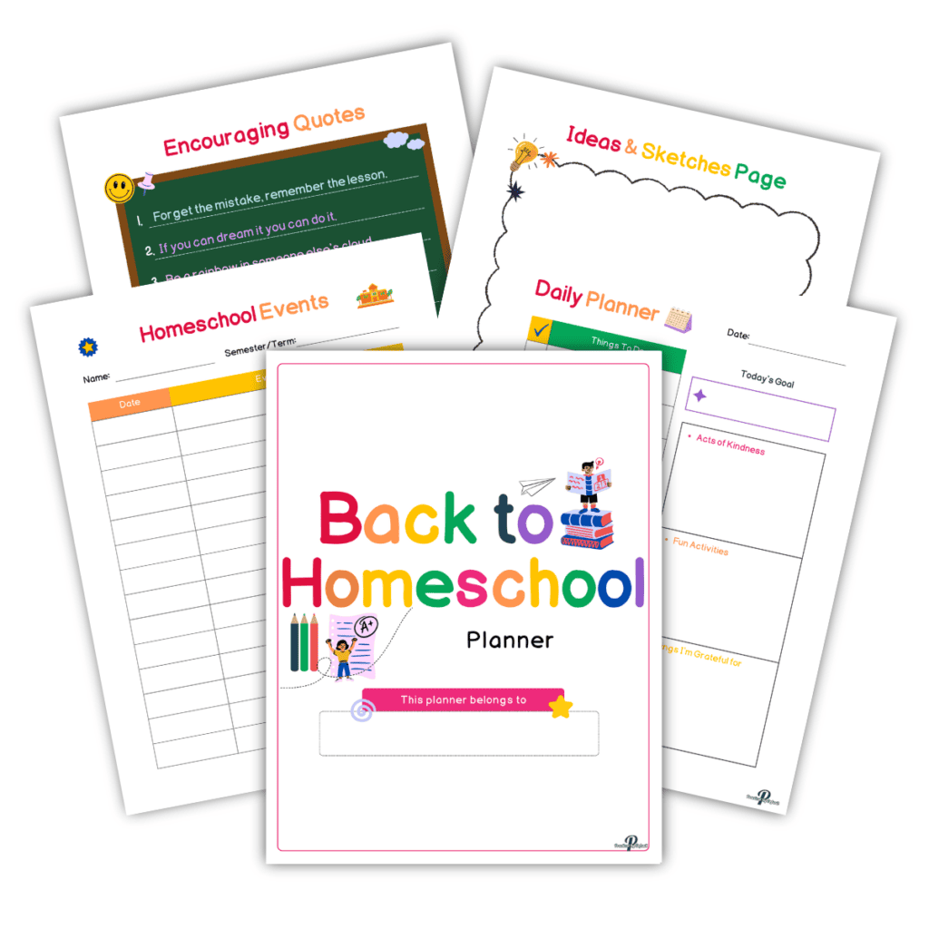 Mock up of back to homeschool planner inside images