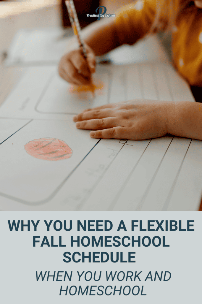child shown drawing fall picture, why you need a fall schedule as a working mom