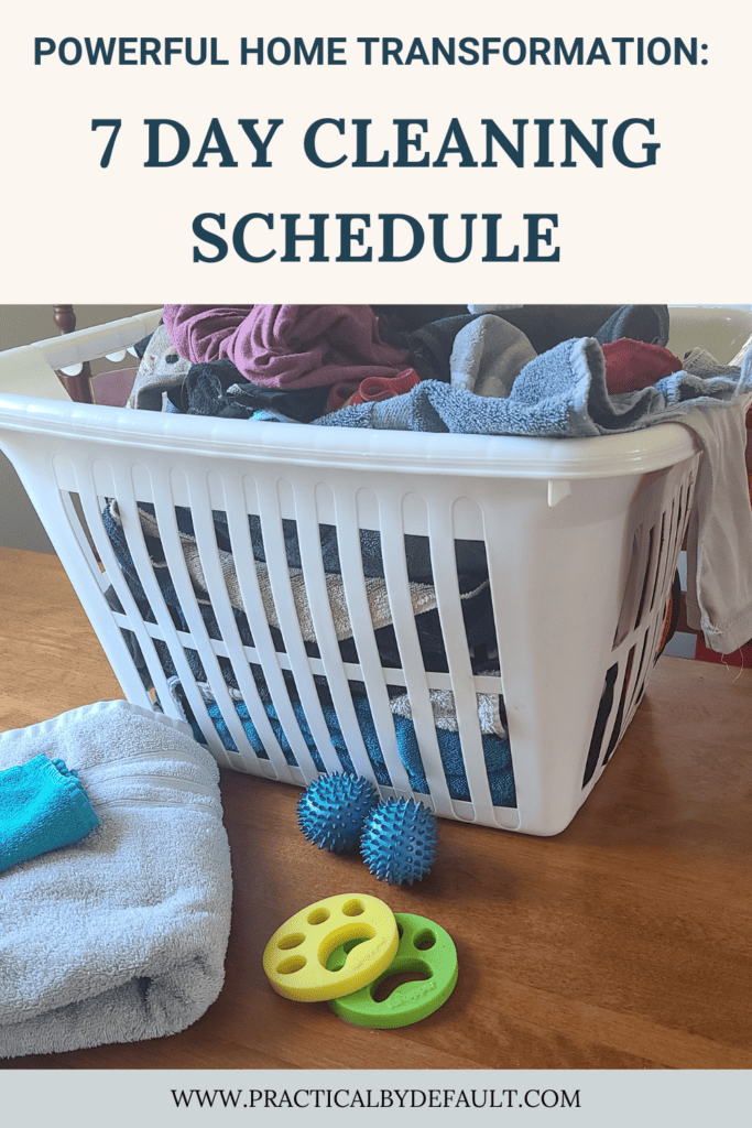 laundry basket on the table for your 7 day cleaning schedule